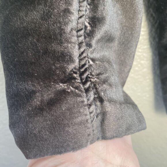 Abercrombie & Fitch Blazer Womens Medium Gray Blue Velvet Velour Cropped Jacket - Picture 3 of 15